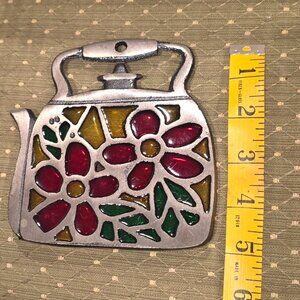 Vintage Trivet: Teapot with Flowers and Leaves  NWOB